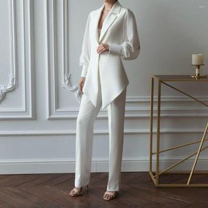 Pantaloni a due pezzi da donna Celebrity Wedding Blazer da donna Completi avorio Abiti eleganti da ufficio alla moda 2 pezzi