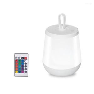 Nattlampor LED -ljus touch lampa sängbord för barn sovrum dimbar med fjärrkontroll RGB -färg förändras