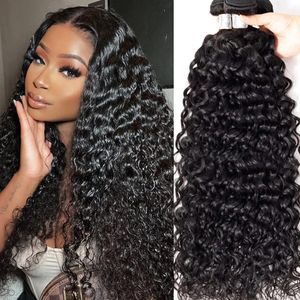 Lace S 12A Water Wave Bundles obearbetade Curly 3 100 Human Hair S Deep Wholesale Raw Virgin Remy 230214