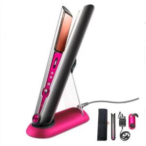 Hair Straighteners 2 In 1 Brand Straightener Designer Wireless Curling Irons Hairs Curler Fuchsia Color US EU UK Plug with Gift Box