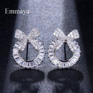 Studörhängen Emmaya Bowknot Design Brilliant Big Circle High Quality Rose Gold CZ för Women Fashion Party Wedding Presents