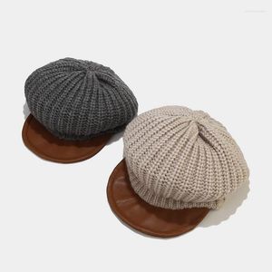 Berets Mode Nähen Design Leder Stricken Kunst Künstler Kappe Trend Baskenmütze Mann Hüte männer Caps Männlich Sboy Flache Weibliche bekleidung