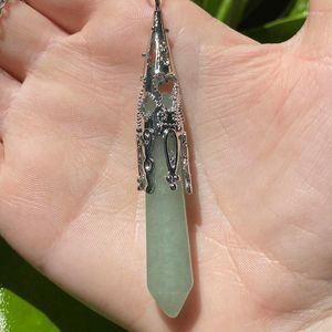 Pendant Necklaces Natural Green Quartz Pendulum Divination Necklace Hexagonal Prism Healing Chakra Energy Spirit Hanging Reiki Jewelry Gift