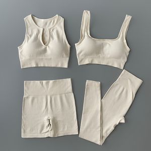 Наряды йоги бесшовные йога, установленные на ребристые наряды для женщин для женщин 24 шт.