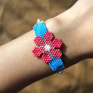 Strand 2023 Trend Girasole Gioielli Miyuki Fatti a mano In rilievo Bracalet Bracciale tessuto Blu Fiore rosso Bracciali Damigella d'onore Regalo di Natale