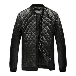 Men's Fur & Faux 2023 Spring Leather Jacket Men Casual PU Coat Mens Diamond Lattice Fashion Jackets And Coats