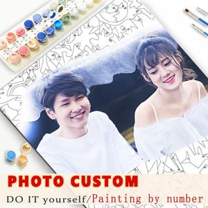Drop Po Custom Painting By Numbers Kit - DIY Oil Paint Set on Canvas for Christmas & Wedding Gift, Colorful Drawing of Paintings.