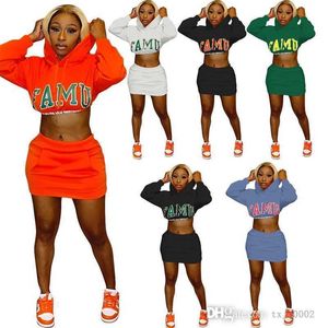 2023 Designer Spring Women Two Piece Dress Outfits Tracksuits Sweatsuit Set Fashionl Hooded Sweater Bag Hip Skirt Suit