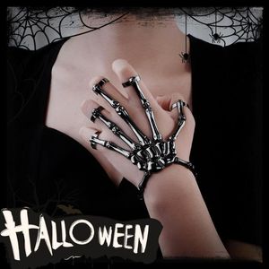 Bangle 1pc Hand Skull Skeleton Bracelet Punk Titanium Steel Bone Versatile Unisex Ajustable Chain Bracelets Hallowen Party