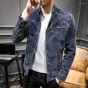 Herrjackor blå denim jacka män höst vinter casual tjock överdimensionerad manlig smal fit bomull fluffig vintage kappa mode pojkar toppar 3xl