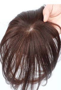 Synthetic s Skin Base Human Hair Toupee With 3 Clip In 99cm Breathable Silk Top Virgin Topper for Women No Fringe Dark brown Color 230214