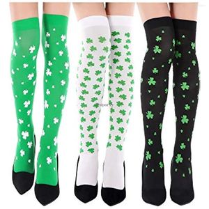 Kadın SOCKS 1 Çift St. Patrick Günü Yeşil Shamrock Diz İrlandalı Kostüm Kızlar için Parti Anime