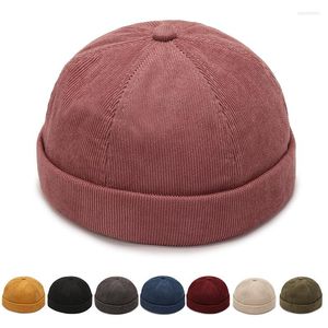 Berets Vintage Summer Cotton Brimless Skullies Cap For Women Men Solid Color Street Portable Docker Hats Beanie Hat Hip Hop