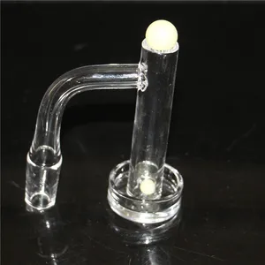 Spinner-Quarz-Banger, abgeschrägter Rand, Rauchnagel mit Rubin-Terp-Perlen, Glas-Vergaserkappe und Quarz-Pille für Dab-Rig