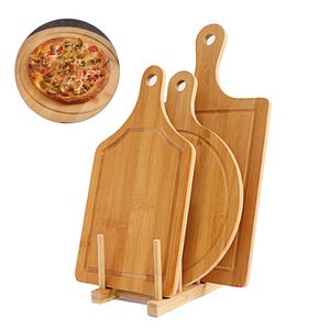 Chopping Blocks Round Wooden Cutting Board Kitchen Cutting Board With Handle Solid Wood Food Board Pizza Bread Fruit