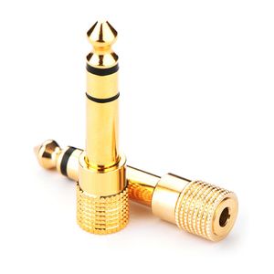 6,5 mm hane till 3,5 mm kontaktadapter Kvinna Jack Plug Audio Cable Adapter Headset Microphone Guitar Recording Adapters Converter Aux Cable Gold Plated Plated