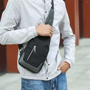 Waist Bags Men's Simple Business Crossbody USB Interface Lock Buckle Color One Shoulder Bag For Men Over The