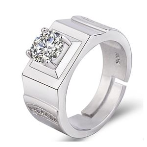 Med sidor Stones Luxury Rings Platinum Simated Men Ring Domineering Mens White Gold Diamond Drop Leverans smycken Dheva