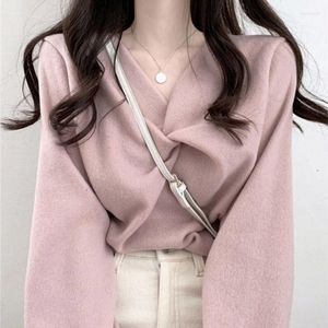 Men's Sweaters Basic Wild V Neck Grey Fleece Tee Autumn Winter Shirts For Women 2023 Slim Ropa De Mujer Oversized Pink T Shirt Solid Tops