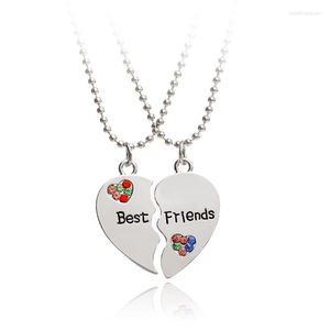 Anhänger Halsketten 2 Teile/satz Freunde Freund Halskette Herzform Puzzle Freundschaft Schmuck Persönlichkeit Kristall Liebe