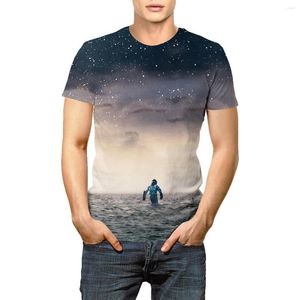 Herr t-skjortor interstellar film europeisk och amerikansk street ins kortärmad t-shirt herr trendiga sommar överdimensionerade par slitage