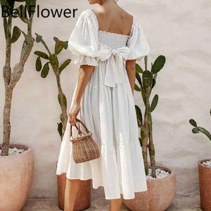 Abiti casual Bow Tied White Dot Abito sexy Donna 2023 Corpetto smock Party Per donna Puff manica lunga Summer Jurk Vestidos