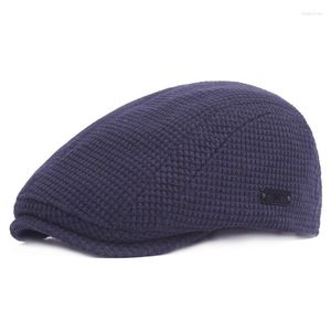 BERETS QBHAT UNISEXコットンキルティングプレーンスボーイアイビーキャブビーキャップハット秋の冬肥厚温かいベレー帽の男性と女性のヘッドギア