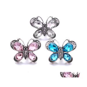 CLASPS HOOKS POCHOUSALE MIX RHINESTONE SNACK Knappar Butterfly Clasp 18mm Metal Decorative Button Charms f￶r DIY Snaps smycken Findi Dhnwz