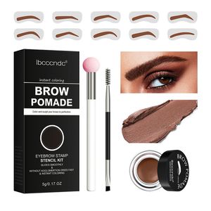 Professional One Step Eyebrow Enhancers Stamp Shaping Set Pen Waterproof Makeup For Women Perfect Eye Brows Stencil And Templates