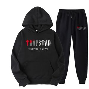 Tracksuits masculinos Trapstar moletom marca impressão homens 15 tipos de quente de duas peças soltas calças de capuz conjunto 230215