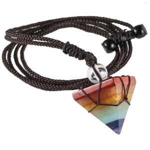 H￤nghalsband helande 7 chakra kristallsten pyramidformad naturlig ￤delstenhalsband med justerbara sladdkvinnor m￤n smycken unisex