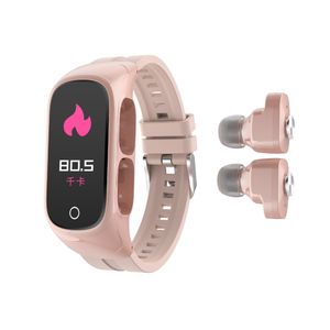 Smart-Armband-Uhr mit kabellosen Bluetooth-Kopfhörern, 2-in-1, multifunktionales Sportarmband, Fitness-Tracker für Männer und Frauen, Anrufannahme, Telefon N8