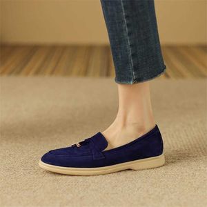 Loropiana desiner ayakkabı online marka deri düz dip lp lefu ayakkabıları kadınlar bahar sonbahar yeni stil tek ayak süot süot rahat gevşek ayakkabı düz topuk ayakkabıları smallv587
