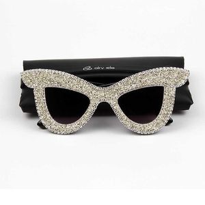 Occhiali da sole occhiali da sole donna 2022 strass di lusso Cat eye occhiali da sole oversize di marca di lusso Shades For Women oculos G230214