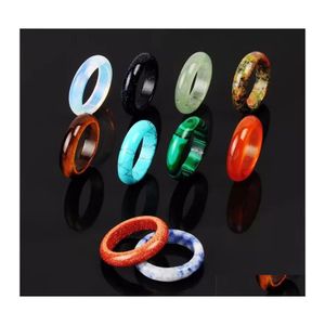 Band Rings 8Mm Natural Stone Ring Opal Turquoises Black Onyx Tiger Eye Sodalite Malachite Jewelry Gift Finger For Women Men Drop Deli Dhuws