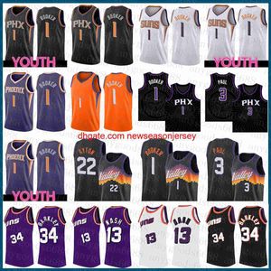 Camisas de basquete masculinas 2022 costuradas sob encomenda Devin Booker Youth Chris Paul Steve Nash Sxl Charles Barkley Deandre Ayton Jersey