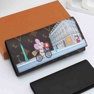 Fashion Wallet Women Mens Designer Cartoon Wallets Leather Purses Three Fold Money Bag New Designers Womens Purses Letters Casual Purse Bags