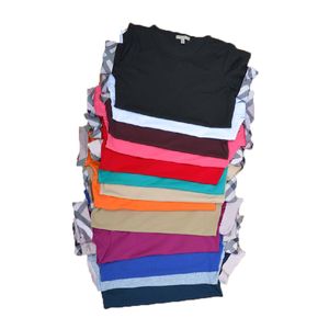 23SS Brandneue Damen-T-Shirts, schlanke Baumwolle, 100 % Damen-T-Shirt mit kurzen Ärmeln für Damen, dünne weiße reine Tops, Damen-T-Shirt, 13 Farben