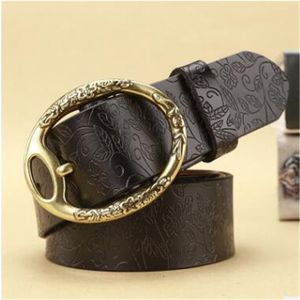 New lady leather belt Korean version simple joker pure cowhide buckle belt female wide decorative cow belt wholesale