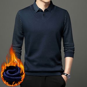 Męskie polo Polos Polos Men Men Polo Shirt ciepłe wiosenne ubrania Solidne paski z długim rękawem Modna koszula polo dla mężczyzn Koreańska koszula 230215