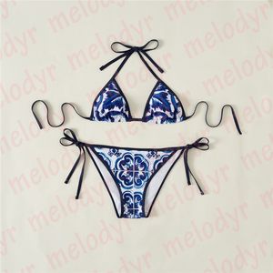 Women Vacation Bikini Summer Beach Padded Swimwear Sexy Bra Thong Set Fashion Print Bathing Suit