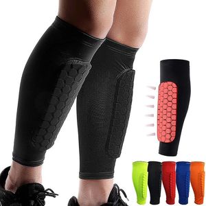 Protective Gear 2Pcs Outdoor Sports Shin Pads Calf Compression Sleeve with Honeycomb Pads Soccer Running Cycling MTB Shin Guards Shank Protector 230215