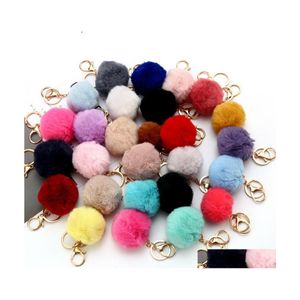 Nyckelringar h￤rliga nyckelringar kvinnor pom poms faux rex kanin p￤ls 8cm kulkedjor tjejv￤ska h￤nger bilring h￤nge sl￤ppleverans smycken dhw4g