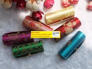 100pcslot retro Ny läppstiftbrokad broderad blommor designhållare lådan med spegel kosmetiska väskor multicolors fall