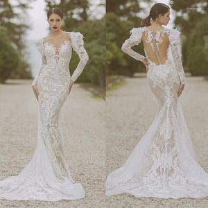 Wedding Dress Chic Princess Dresse Sexy V Neck Mermaid Long Sleeve Bridal Gowns Lace Appliques Vestidos De Novia