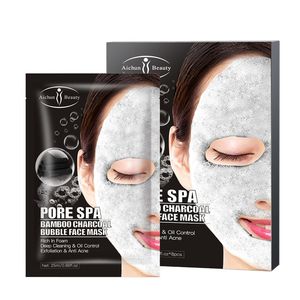 Bambusowy węgiel bąbelkowy maska na twarz nawilżający głębokie oczyszczanie porów nawilżający olejek do twarzy kontrola masek do skóry arkusz 10 sztuk