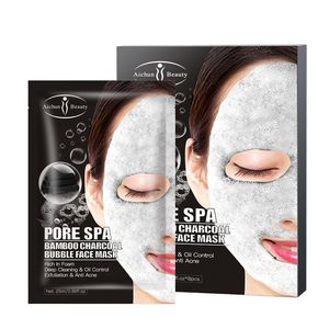 Bamboo Charcoal Bubble Ansiktsmask Fuktgivande djupporrengöring Återfuktande ansiktsolja Kontroll Hudmasker Ark 10st