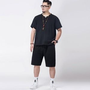 Roupas de corrida masculino casual de duas peças roupas de linho de algodão O-gola o gola renda de shorts up shorts Conjuntos de verão plus size 7xl atreto de corredor