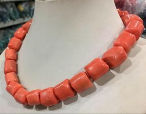 Chains Ew 12mm Natural High Quality Column Orange Coral Gemstone Princess Necklace