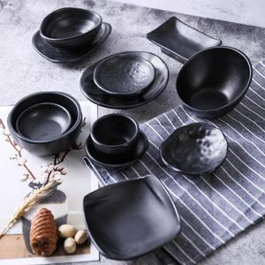 Plates Creative Black Melamine Porslinliknande plaststång Små frukträtter Barbecue Dip Salad Bowl